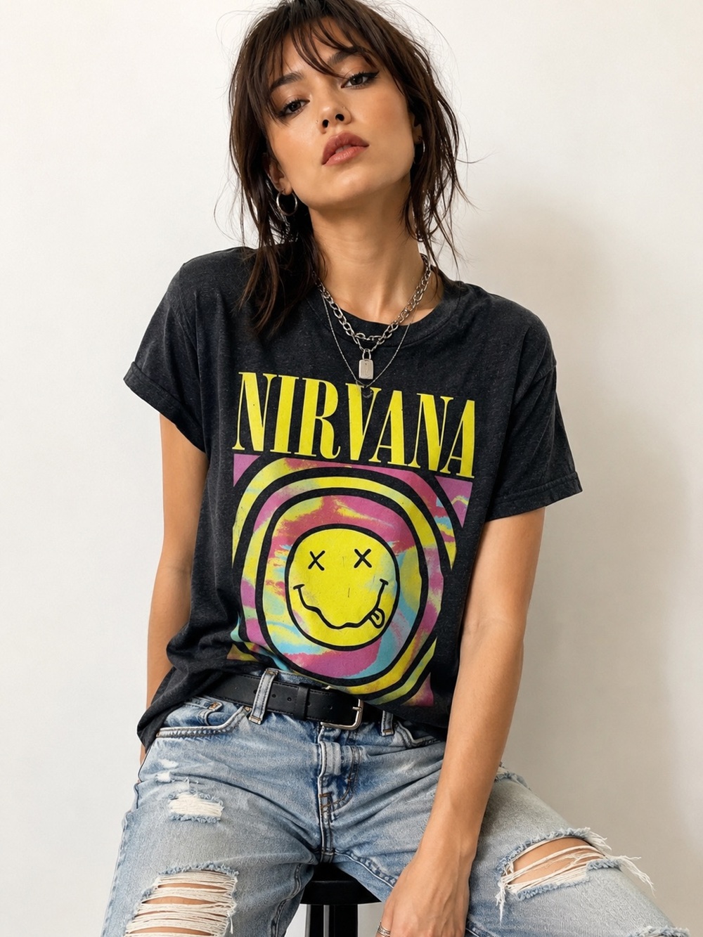 Nirvana Graphic Band Tee | Dark Gray | Size Small
